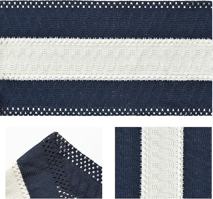Artoid Mode Dark Blue Farmhouse Rustic Table Runner, Seasonal Hollow Kitchen Dining Table Decoration for Home Party Decor 12x60 Inch