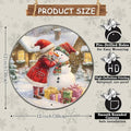 Round Wall Decor Christmas Metal Tin Sign Girl and Snowman Sign Rustic