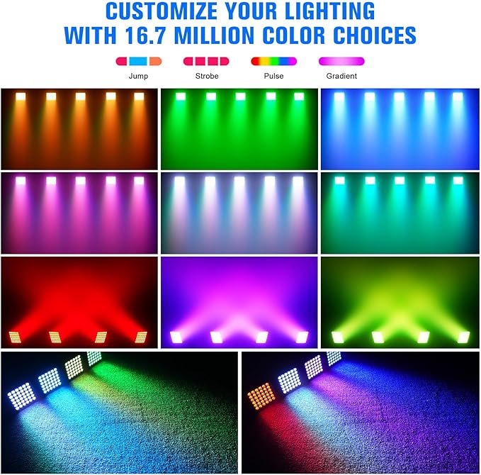 Rechargeable Par Can Lights, 72W RGB 5200mAh Uplights Battery Powered Stage Light, Wireless DJ Lights Sound Activated with Remote & DMX Control for Festivals, Weddings, Bars, Churches, DJ (4 Packs)