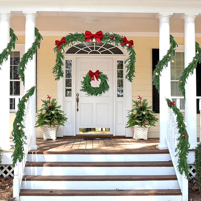 Garland Set of 4 Green Norfolk Pine Plastic Greenery, 6 Ft Each