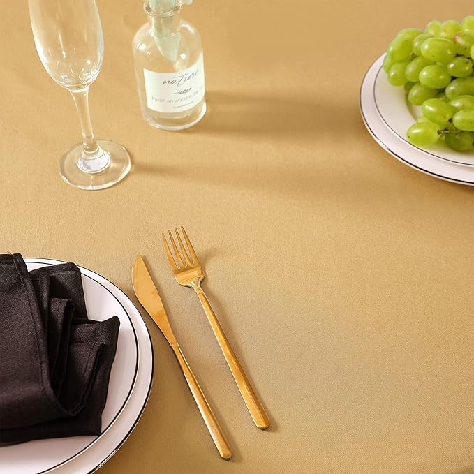 Rectangle Tablecloth 90x156 inch Washable Polyester Fabric Table Cloth for Wedding Party Dining Banquet Decoration（90x156, Gold）
