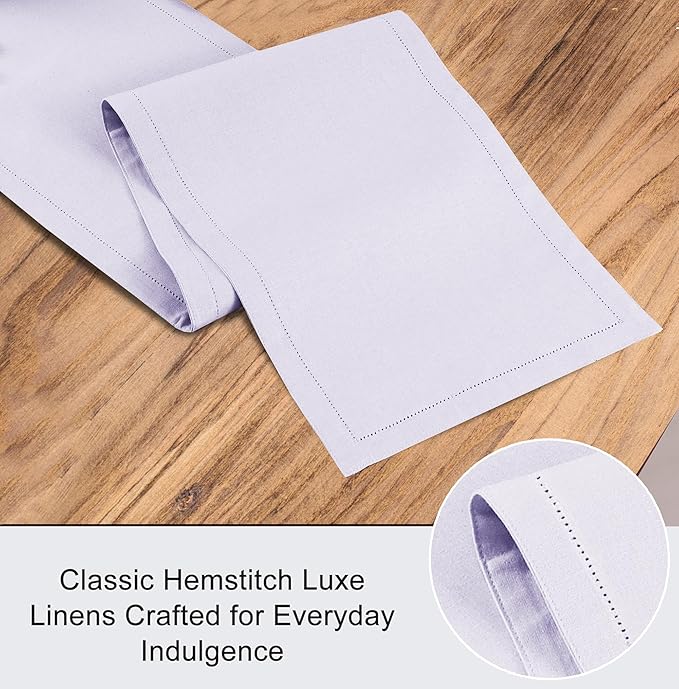 Ruvanti Linen Table Runner 120 Inches, Classic Hemstitch, Washable, Reusable, Non-Slipping, Stain Resistant- Perfect for Parties, Weddings, dinners, Thanksgiving, Christmas, Indoor use – Lavender Grey