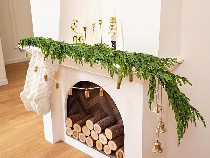 Norfolk Pine Garland, 6 Ft, Dark Green Realistic Faux Cedar Holiday Decor