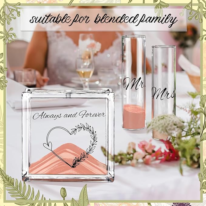 Vases Unity Sand Ceremony Set, 2 Glass Vases and Jar, Light Colors