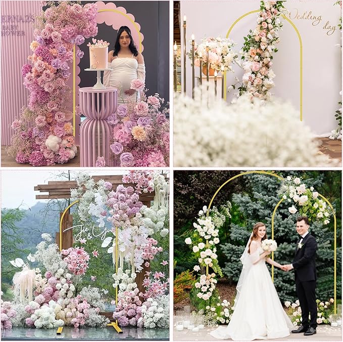 Arch Backdrop Stand, Golden Aluminum Frame, 6 Ft Tall for Events