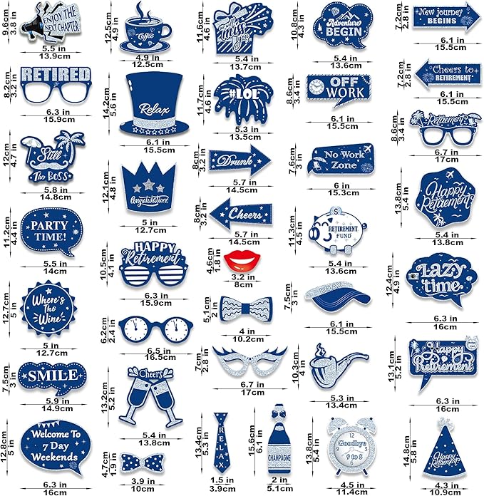 Photobooth Props Retirement Kit, 27 Paper Pieces with Large Frame