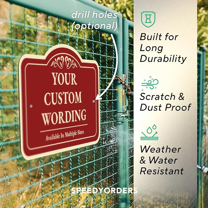 Custom Outdoor Decorative Metal Signs, Personalized Aluminum Sign, Driveway Sign - Waterproof, USA Made - Design 'Red Brick' 30x24 In