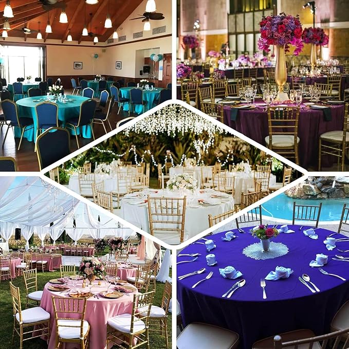Efavormart Round Tablecloth, 132 Inch Stain & Wrinkle Resistant Washable Table Cloth, Decorative Polyester Fabric Table Cover for Banquet, Wedding, Dining- Royal Blue