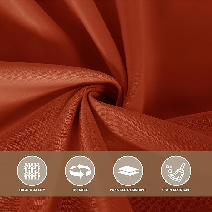 sancua Thanksgiving Square Tablecloths 70x70 Inch Rust, 2 Pack Fabric Fall Table Cloth for Square or Round Tables, Burnt Orange Washable Polyester Table Cover for Dinner, Holiday Party, Display Tables
