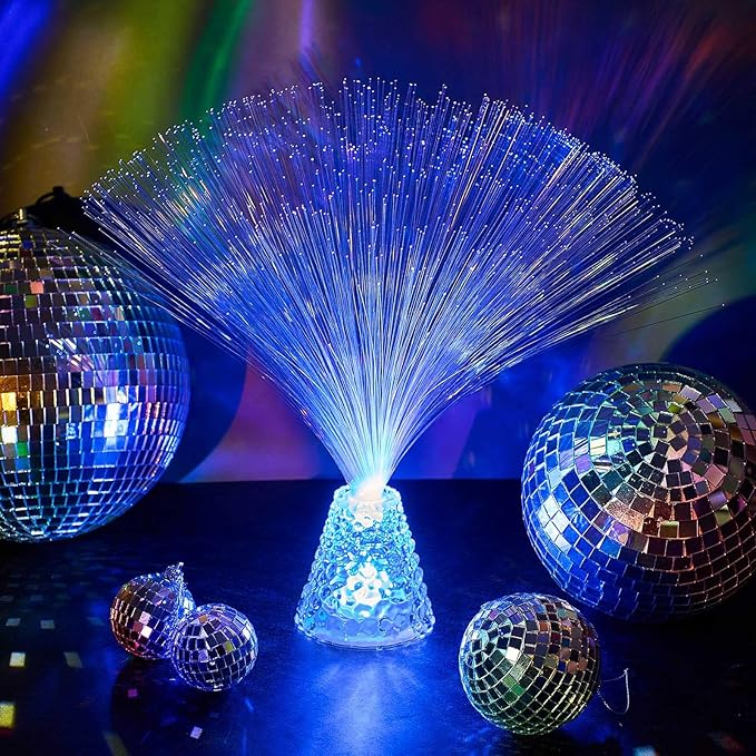 Patelai 10 Pcs LED Fiber Optic Lamp Color Changing Fiber Optic Night Light with Multicolor Glow Decorative Table Centerpiece for Sensory Bedroom Halloween Party Holiday Decorations (Crystal,Blue)