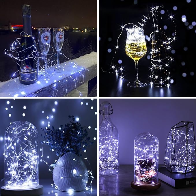ZGWJ 12 Pack Fairy Lights Battery Operated, 7ft 20 Mini LED Fairy String Lights Silver Wire 3 Modes for DIY, Parties, Wedding, Bedroom, Halloween Christmas Decoration Mixed-Color
