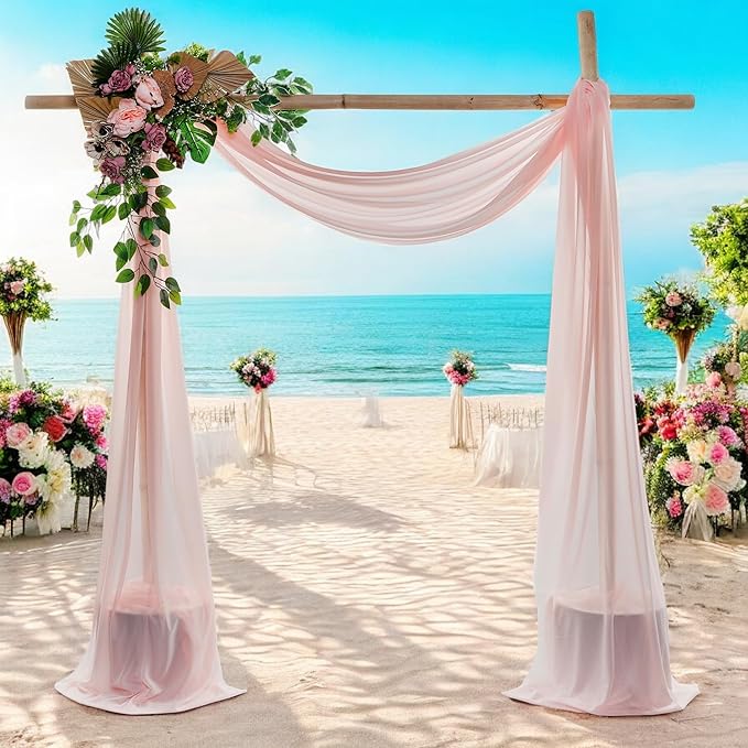 MDS Halloween Chiffon Draping Fabric - 1 Panel, 30" Wide x 75ft Long - Sheer Spooky Arbor & Canopy Drapery for Haunted House Backdrops, Party Ceilings, DIY Costumes & Themed Events - Dusty Rose