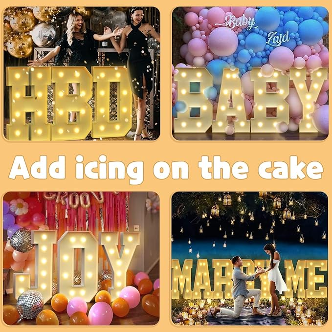 Light Up Marquee Letters, 3 Ft Foam Board Party Decor