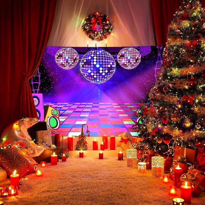 Dance Party Backdrop Retro 80s 90s Theme Stage Dance Ball Music Birthday Party Decoration DJ Photography Background 15 x 10 ft for Baby Shower Picture Photo Shoot Polyester Fabric, Blue