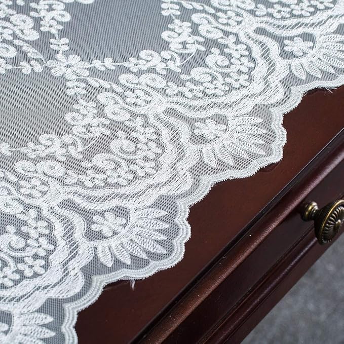 ARTABLE Rectangle Table Runner Lace Macrame Embroidered Table Runners with Exquisite Vintage Shabby Chic for Holiday Wedding Long Dinner Tables (White, 12 x 108 Inch)