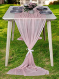MDS 20 Pack 10ft Chiffon Table Runner 29 x 120 Inches Sheer Wedding Runner Romantic Rustic Table Runner for Wedding Decorations, Birthday Parties, Bridal Shower Party Arch Decor - Blush Pink