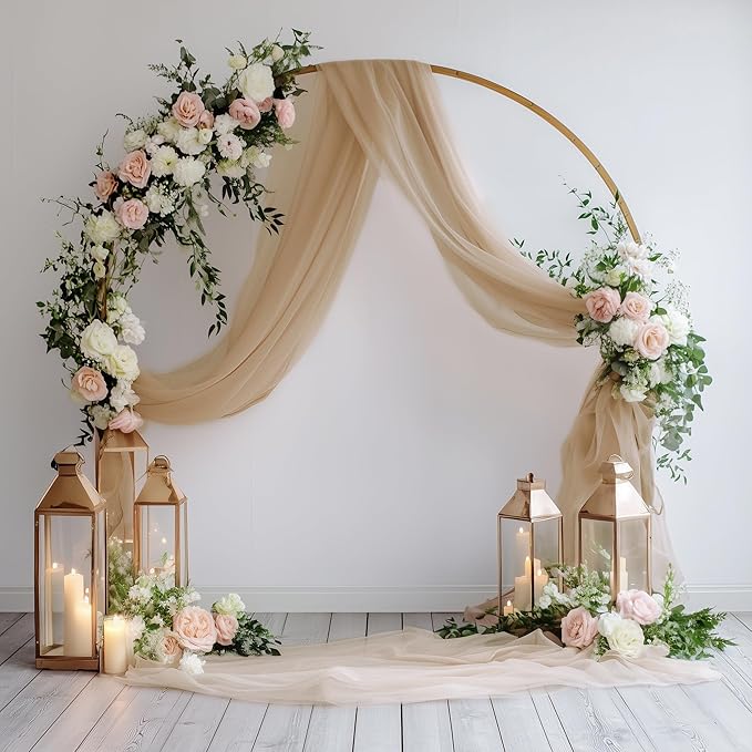 Wedding Arch Draping Fabric 4 Panels 28.7" x 20FT Nude Sheer Chiffon Backdrop Drapes for Wedding Ceremony Birthday Party Bridal Shower Outdoor Decoration