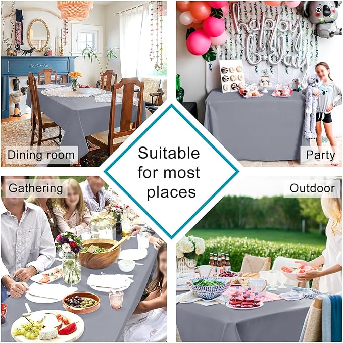 Hiasan Light Gray Rectangle Tablecloth - Waterproof Spillproof and Wrinkle Resistant Washable Polyester Table Cloth for Dining Party, 54 x 120 inch