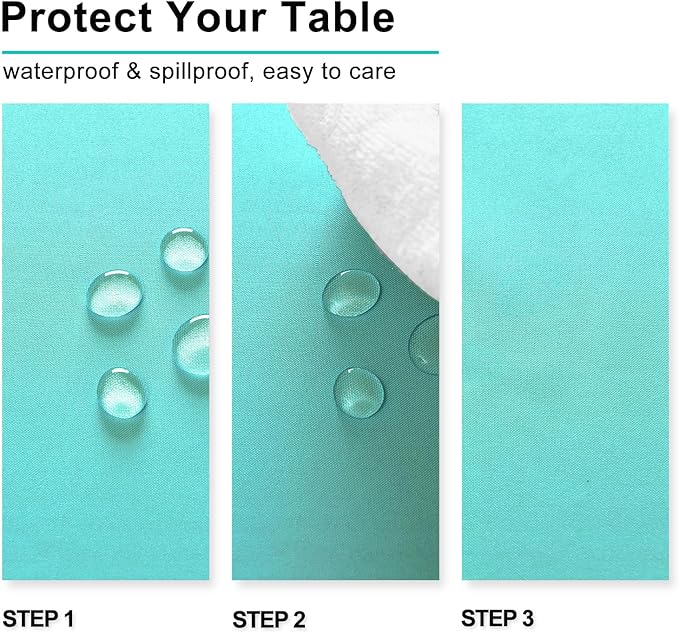 Hiasan Rectangle Tablecloth - Waterproof Washable Fabric Table Cloth for Dining & Party,54 x 120 Length, Light Blue