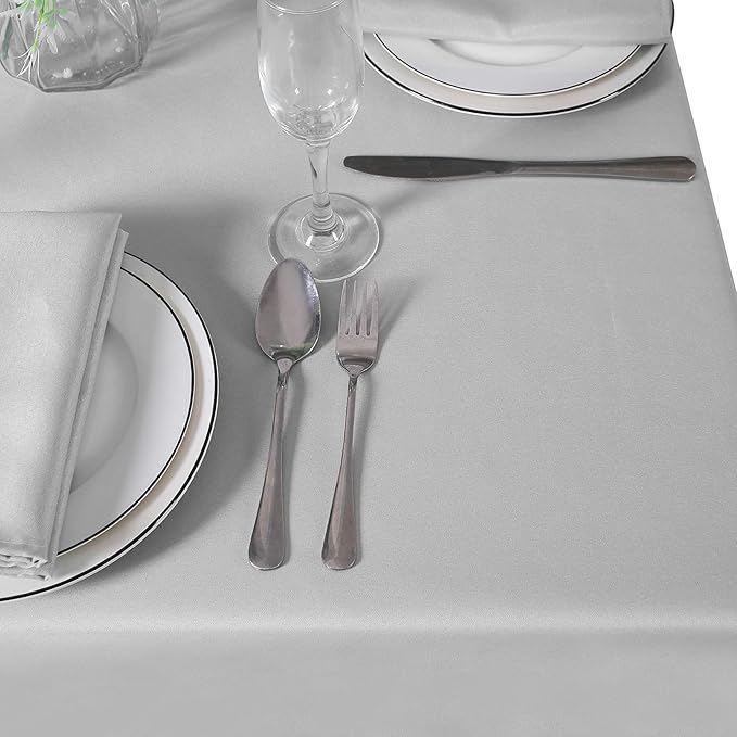 60 inch Round Tablecloth Washable Polyester Table Cloth Decorative Table Cover for Wedding Party Dining Banquet（60 inch,Silver）