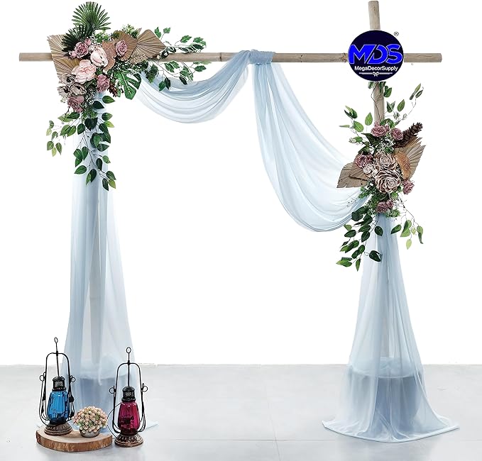 MDS Halloween Chiffon Draping Fabric - 2 Panel, 30" Wide x 30ft Long - Sheer Spooky Arbor & Canopy Drapery for Haunted House Backdrops, Party Ceilings, DIY Costumes & Themed Events - Baby Blue