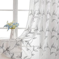 VISIONTEX Sheer Curtains 108 Inch Length 2 Panels, Decor Iron Grey Vine Leaves Embroidery on White Voile Pair, Accent Semi Window Drapes for Kitchen, Living Room and Bedroom, 54" W x 108" L