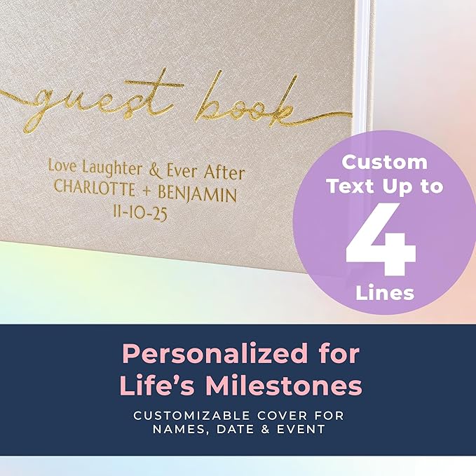 Guest Book for Parties with Vegan Leather Cover and 110 Lined Pages