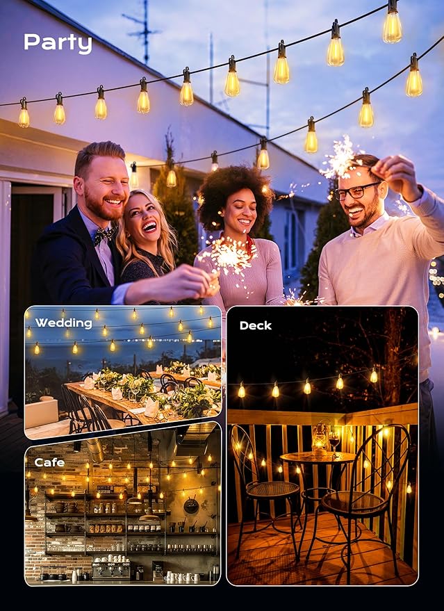 String Lights, 150 FT Outdoor Patio Lights with 47 Shatterproof LED Bulbs