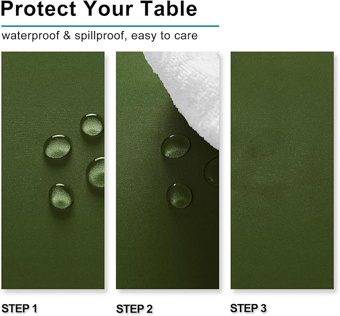 Hiasan Olive Green Square Tablecloth - Waterproof and Spillproof Restaurant Washable Polyester Table Cloth for Dining Room, 54 x 54 Inch