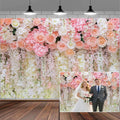 10x10ft Pink Rose Flower Wedding Photography Backdrop Spring Floral Photography Backdrop Valentine's Day Mother's Day Girl Birthday Baby Shower Wedding Bridal Party Banner Photo Booth Props Background