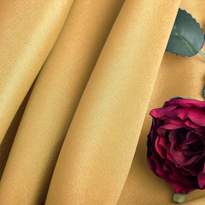 Ascoza 2pack 90x132 Inch Gold Rectangular Tablecloth 8 Feet Table Cloth in Polyester Fabric for Wedding/Banquet/Restaurant/Parties