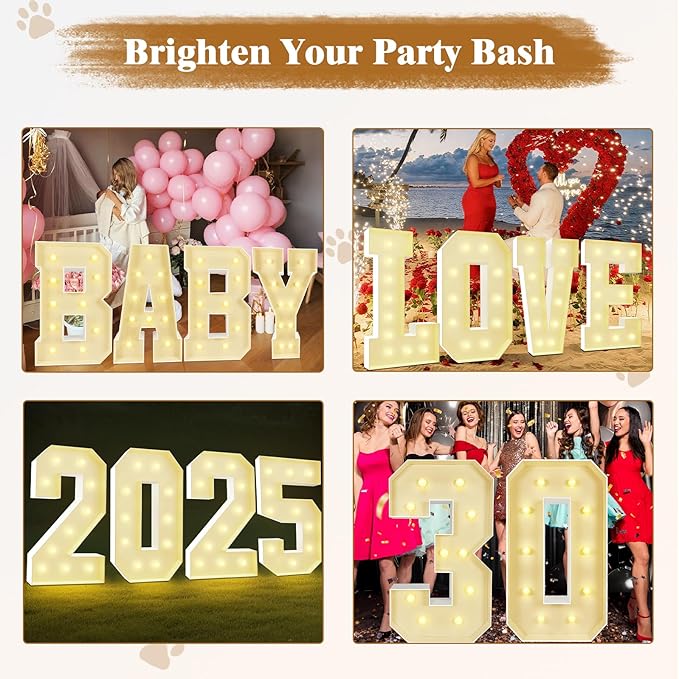 Marquee Light Up Numbers: 4FT Large Decorative Letters Signs for Party Decorations Baby Shower Birthday Wedding Engagement Anniversary, 4 Feet Tall Pre-Cut DIY Foamboard Number 9 - Easy to Assemble