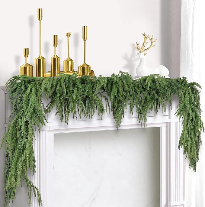 Garlands 2 Pack, Artificial Norfolk Pine, 9 FT Each, Green Polyethylene