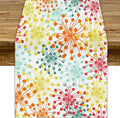 Mid Century Flower Table Runner, Colorful Geometric Abstract Chrysanthemum Vintage Farmhouse Decorations Orange Yellow Gray Table Runner for Kitchen Dining Holiday Party Decor, 13x60 Inch