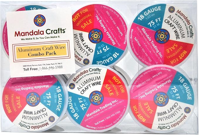 Mandala Crafts 18 Gauge Anodized Aluminum Craft Wire for Jewelry Making - 450 FT Colored Flexible Rose Gold Combo Wire - Bendable for Bonsai Armature Crafting Sculpting