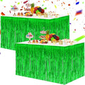 BEISHIDA 2 Pack Metallic Tinsel Foil Fringe Table Skirts for Rectangle & Round Tables Green Kids' Birthday, Holiday Party, Cartoon Party Decorations - Perfect for Birthday Baby Shower Festive Events