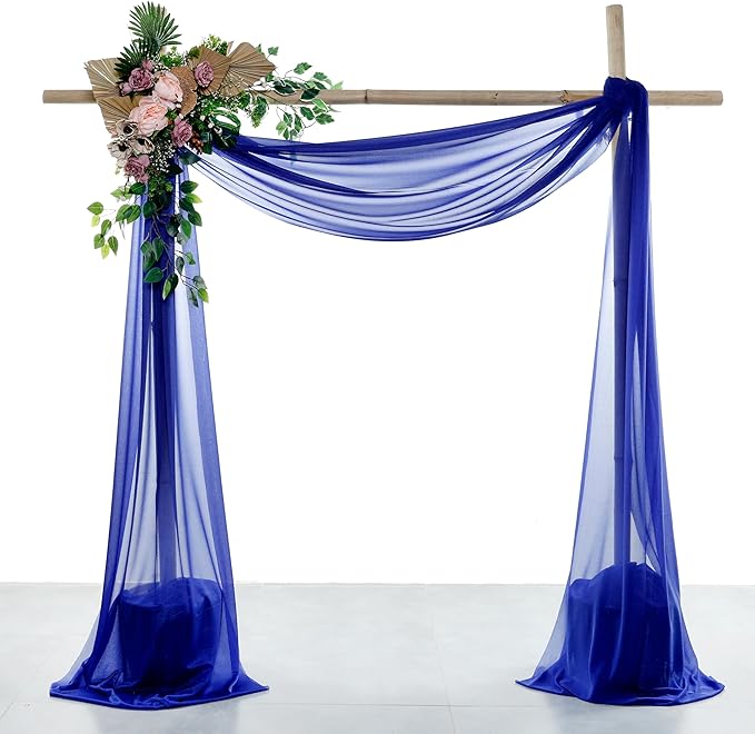 Fabric Royal Blue Sheer Chiffon 3 Panels, 30 x 20 Ft Each