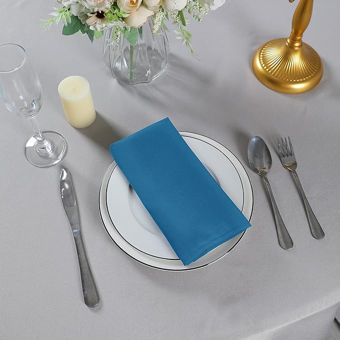Cloth Napkins 17x17 inch Washable Polyester Dinner Napkins Soft Table Napkins for Wedding Party Dining Banquet(Mediterranean Blue,50PCS)