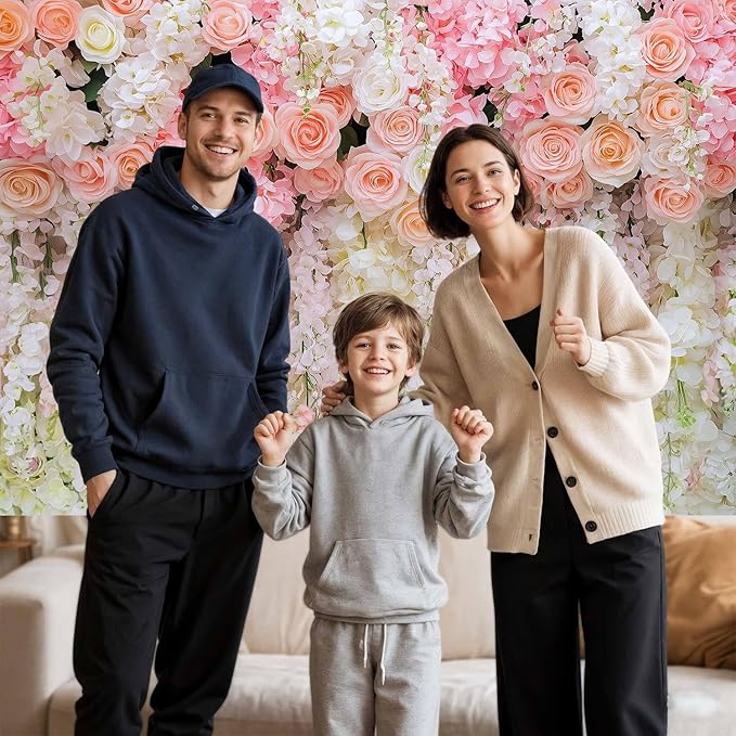 12x10ft Pink Rose Flower Wedding Photography Backdrop Spring Floral Photography Backdrop Valentine's Day Mother's Day Girl Birthday Baby Shower Wedding Bridal Party Banner Photo Booth Props Background