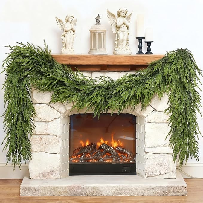 Garland 9 Ft Green Plastic Norfolk Pine Style Artificial Holiday Garland
