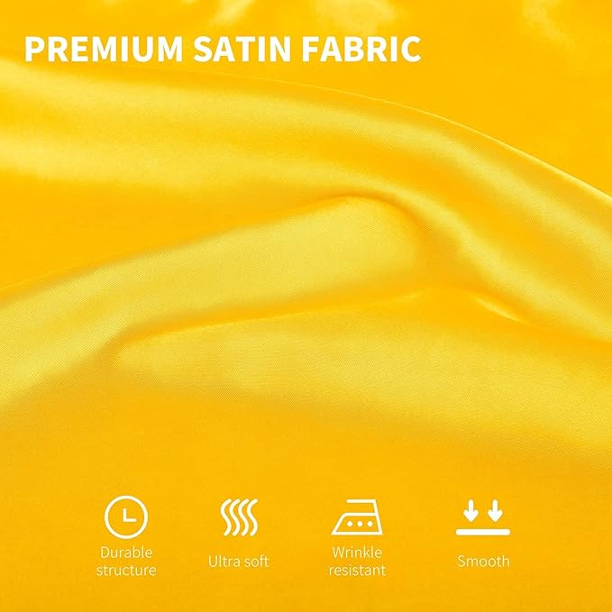ANECO 16 Pack Square Satin Napkin Bright Silk Table Napkin Soft Smooth Fabric Table Napkin for Wedding Banquet Party Decoration, Yellow, 20 x 20 Inch