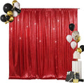 SquarePie Sequin Backdrop Less Transparent Background Sparkly Curtain for Wedding Party 7FT x 7FT Red