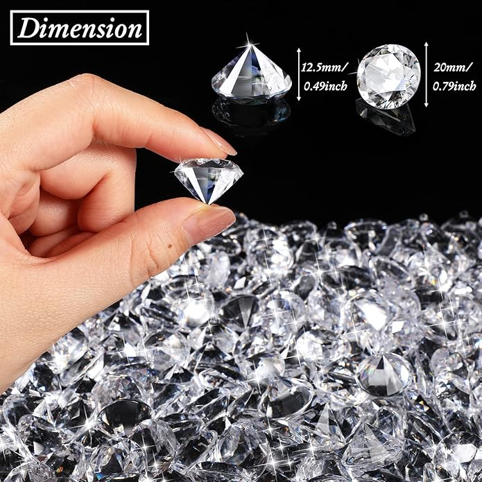 Vase Fillers, 400 Clear Acrylic Diamond Gems, 0.79 x 0.5 Inch