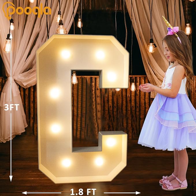Marquee Light Up Letter Decor, 3 Ft Tall Foam Board Frame