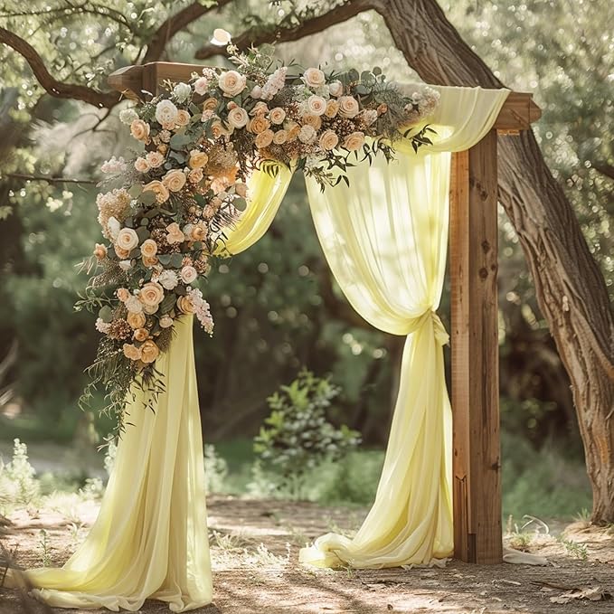 Wokceer Beige Wedding Arch Draping Fabric Backdrop 4 Panels 28.7" X 20FT Sheer Drapes Fabric for Wedding Arbor Ceremony Party