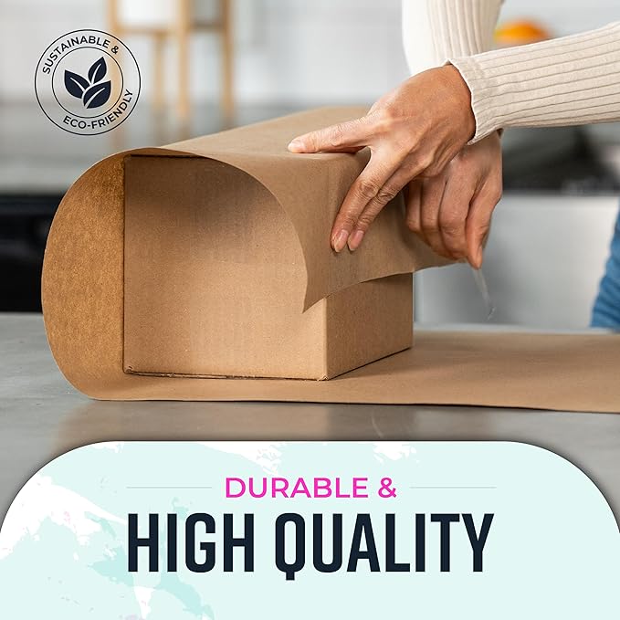 Bryco Goods (Pack of 2) Kraft Paper Roll - Brown - 18" x 2100" (175') - USA Made - Suitable for Packing - Moving - Shipping - Crafts - Wall Art - Bulletin Boards - Floor Covering - Table Runner
