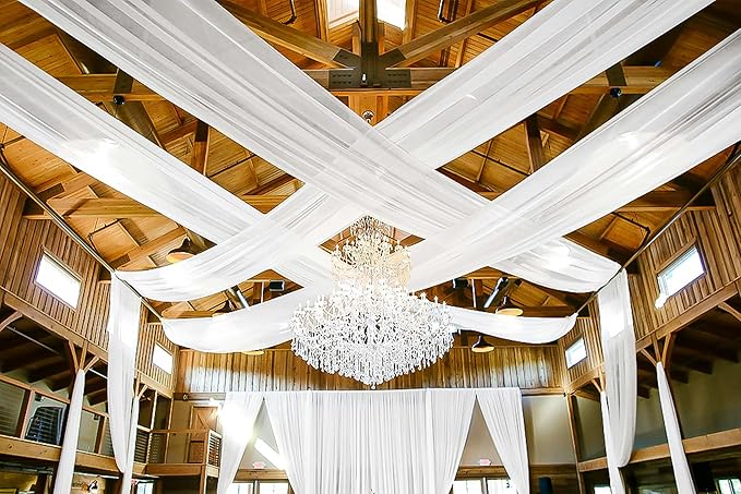 6 Panels White Wedding Drapes - 5ft x 20ft, Wedding Arch Draping Fabric, Cheesecloth Sheer Curtain
