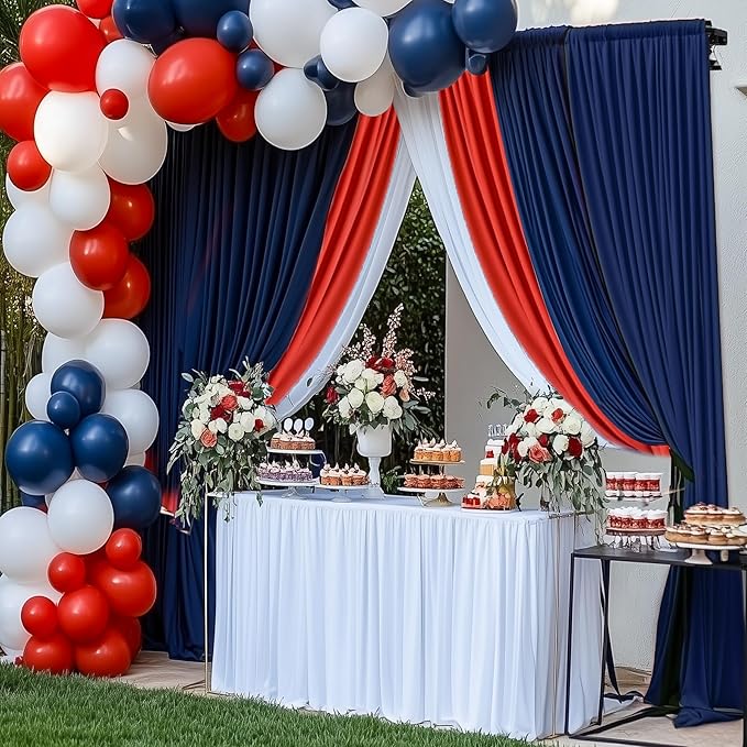 60×14ft Wrinkle Free Navy Blue Backdrop Curtain for Wedding Parties,12 Panels 5×14ft Height Soft Silky Polyester Photo Backdrop Drapes Curtains for Birthday Photography Stage Events Background Cloth