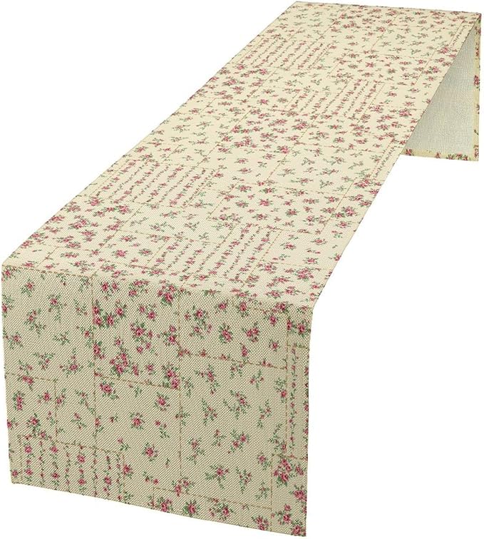 Floral Table Runner, Watercolor Rose Flower Kitchen Table Decoration Vintage Spring Home Tablecloth for Birthday Party Picnic Decoration 13x120 Inch 1PCS