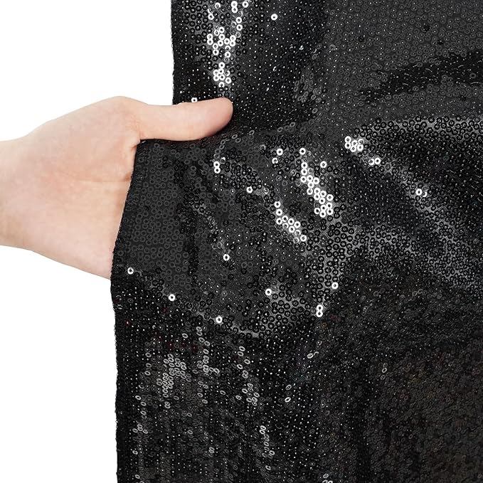 Eternal Beauty Black Thick Sequin Backdrop, 10x10 Ft Halloween Glitter Background Curtains for Shimmer Photography Party Wedding Birthday Back Drop Decor